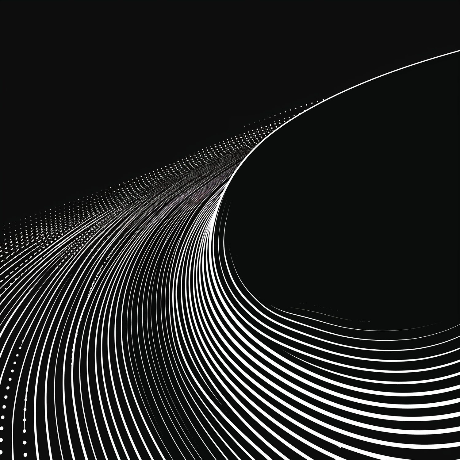 Fine white lines sweeping around a dark opening