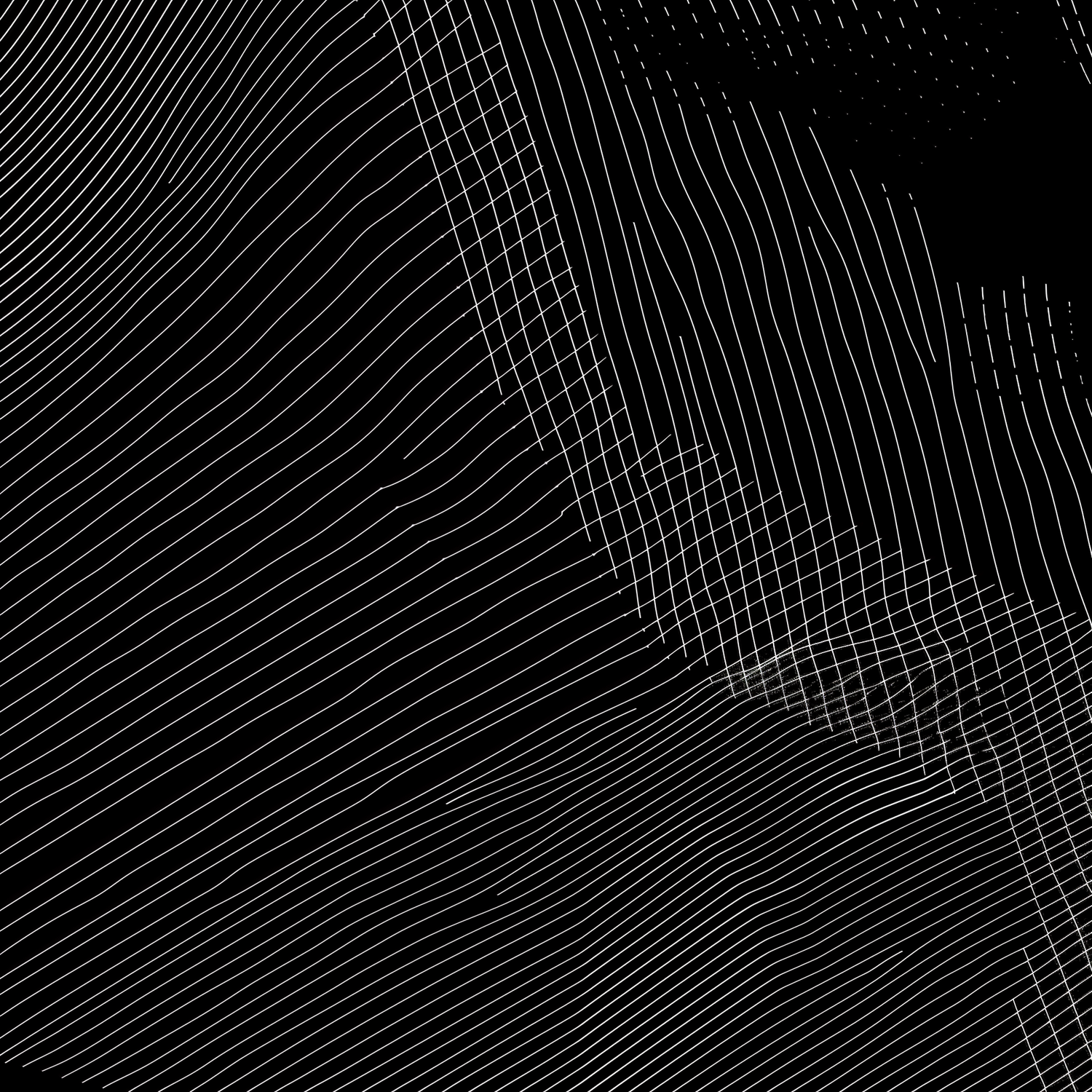 White lines folding into a geometric mesh