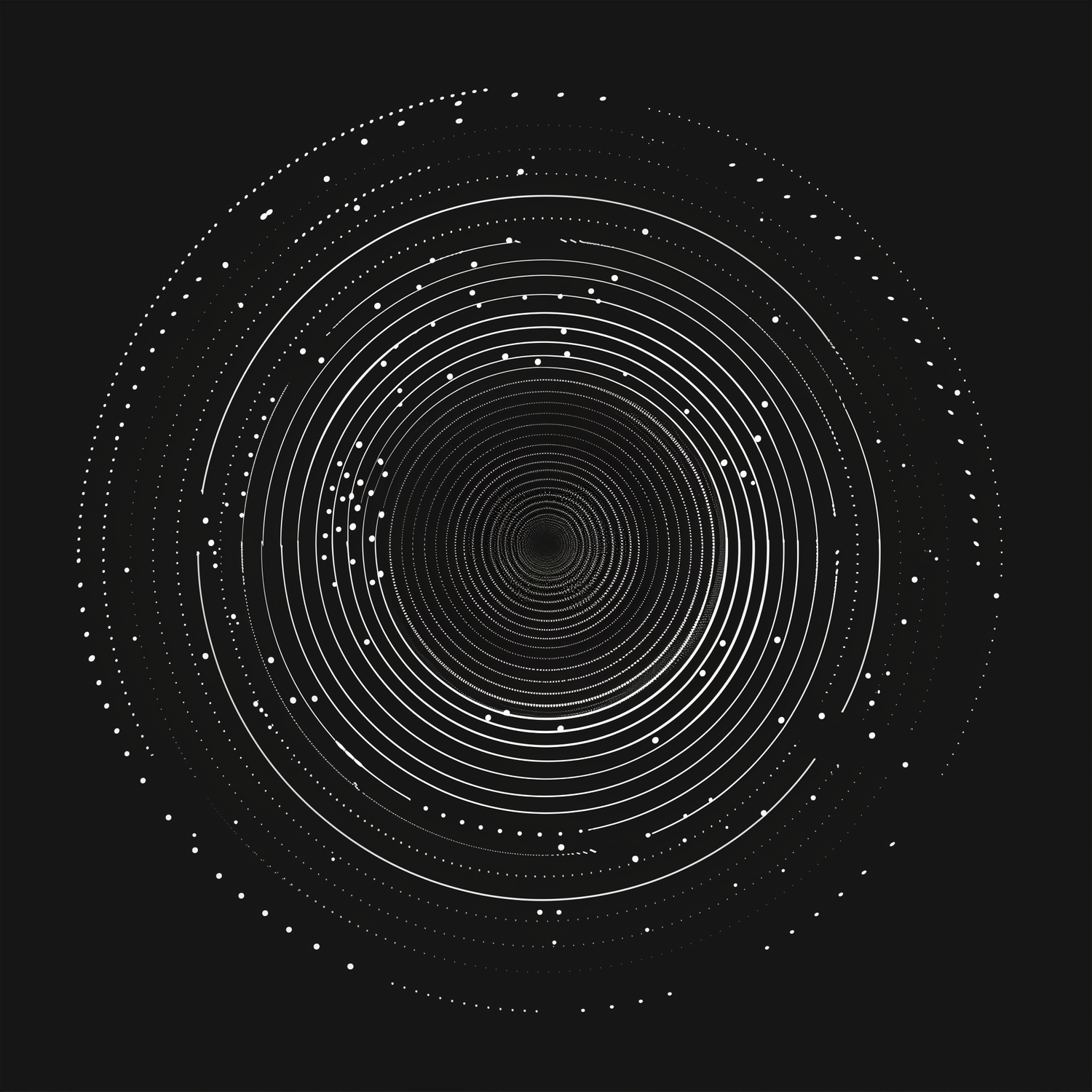 Concentric white lines receding into a dark center